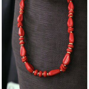 Vintage Red & Gold Beaded Necklace